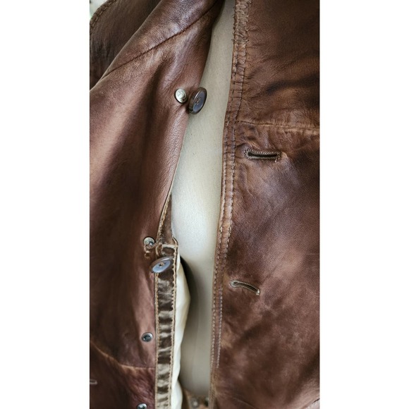 Women's Vintage Rare True Religion Jeans Leather Double Breasted Coat - Picture 11 of 11